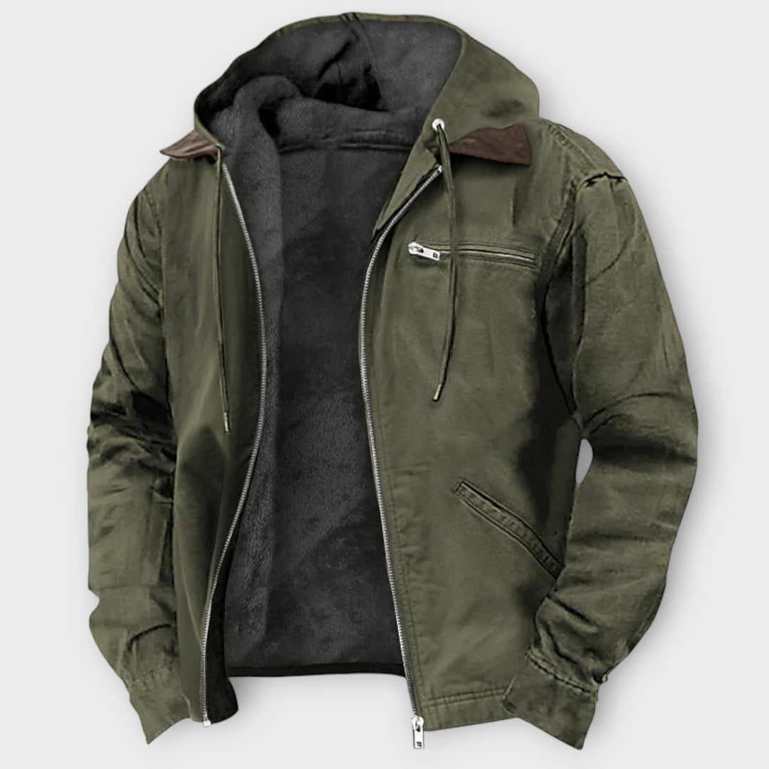 Men’s Relaxed Fit Hooded Jacket with Fleece Lining