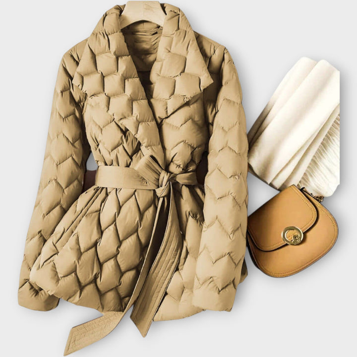 Quilted Wrap Coat with Belted Waist