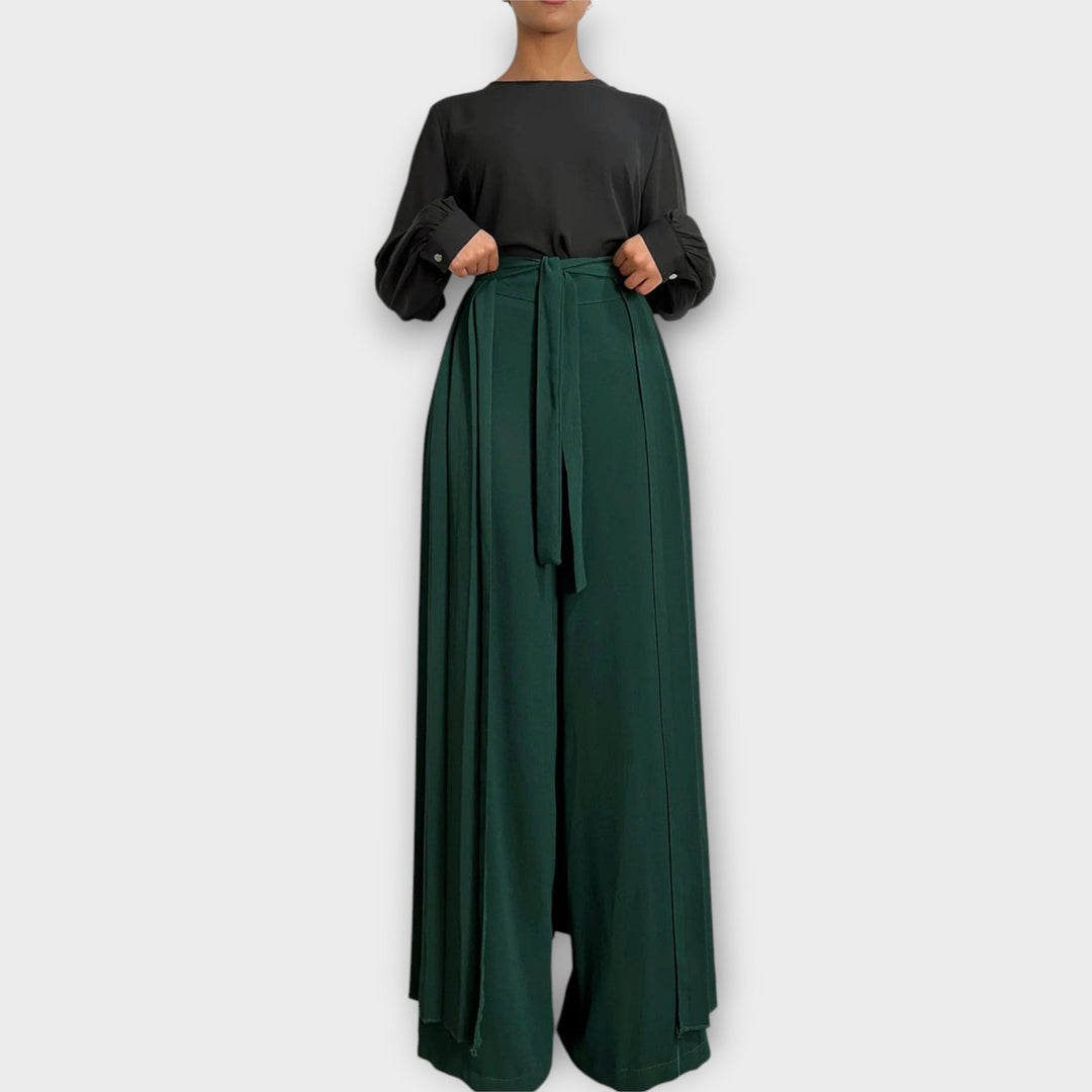 Pleated Wrap Wide Leg Trousers