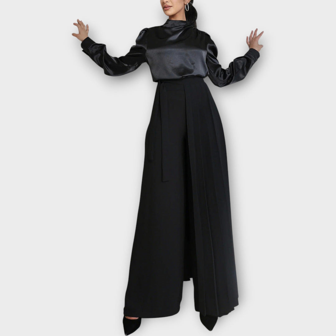 Pleated Wrap Wide Leg Trousers