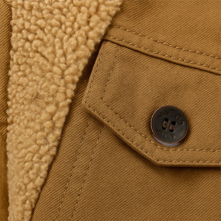 Men’s Fleece-Lined Winter Coat with Button Closure and Pockets