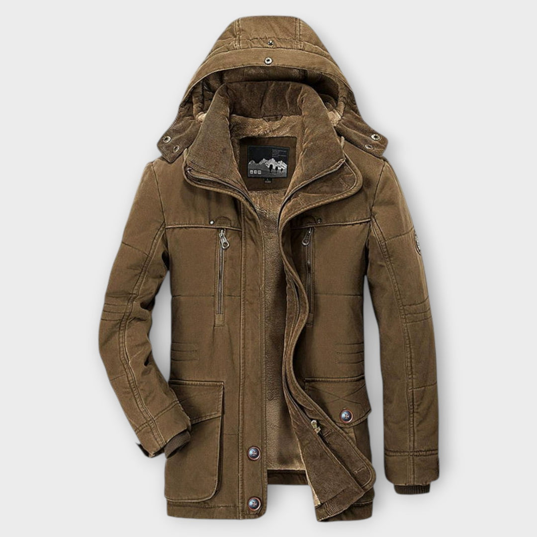 Men’s Hooded Insulated Winter Jacket with Detachable Hood