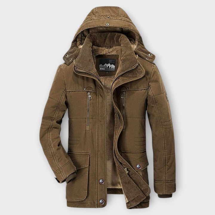 Men’s Hooded Insulated Winter Jacket with Detachable Hood