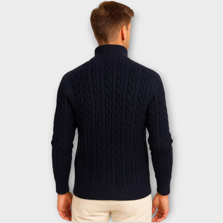 Men’s Quarter Zip Cable Knit Sweater – Regular Fit