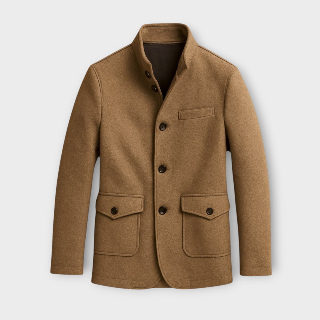 Men’s Tailored Winter Overcoat with Button Closure