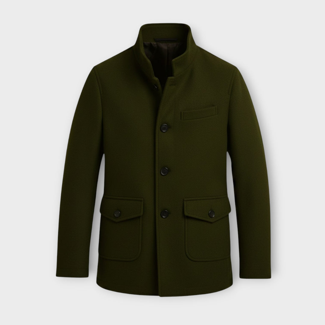 Men’s Tailored Winter Overcoat with Button Closure