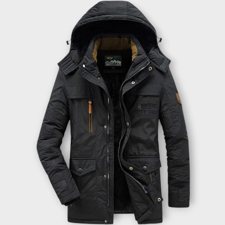Men’s Winter Parka Jacket with Hood and Pockets