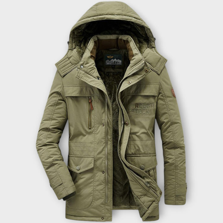 Men’s Winter Parka Jacket with Hood and Pockets