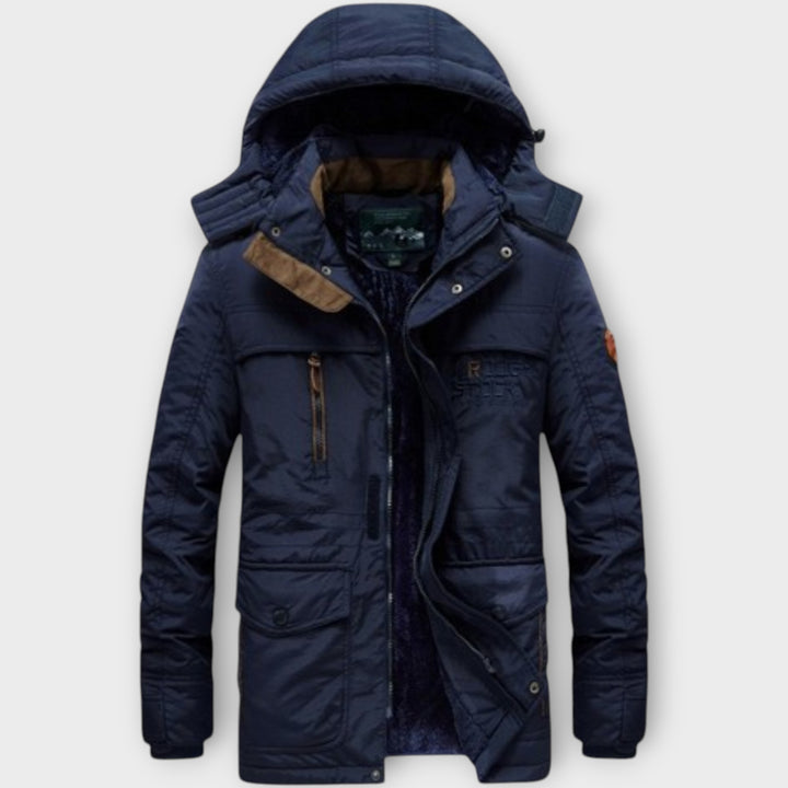 Men’s Winter Parka Jacket with Hood and Pockets