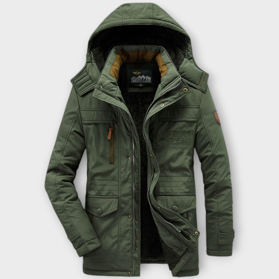 Men’s Winter Parka Jacket with Hood and Pockets