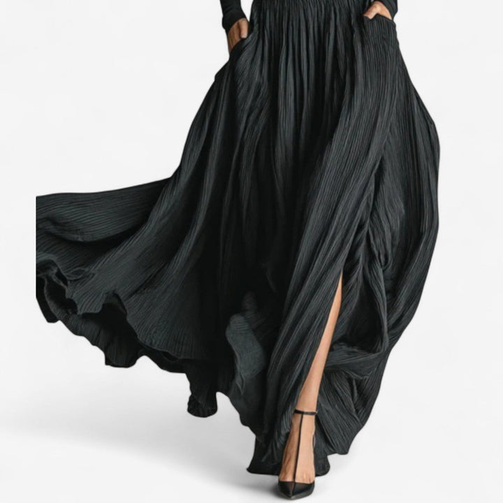 Elegant Pleated Maxi Skirt & Fitted Top Set