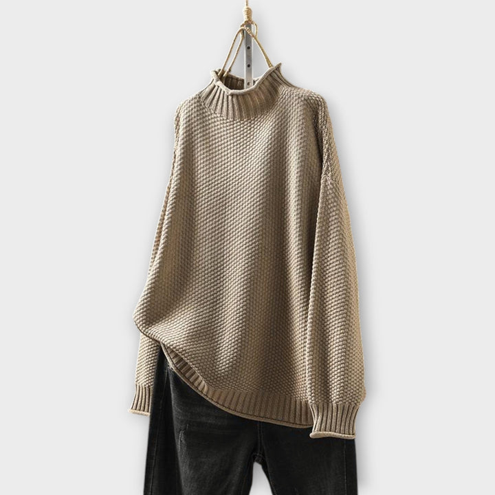 Minimalist Textured Sweater with High Neck