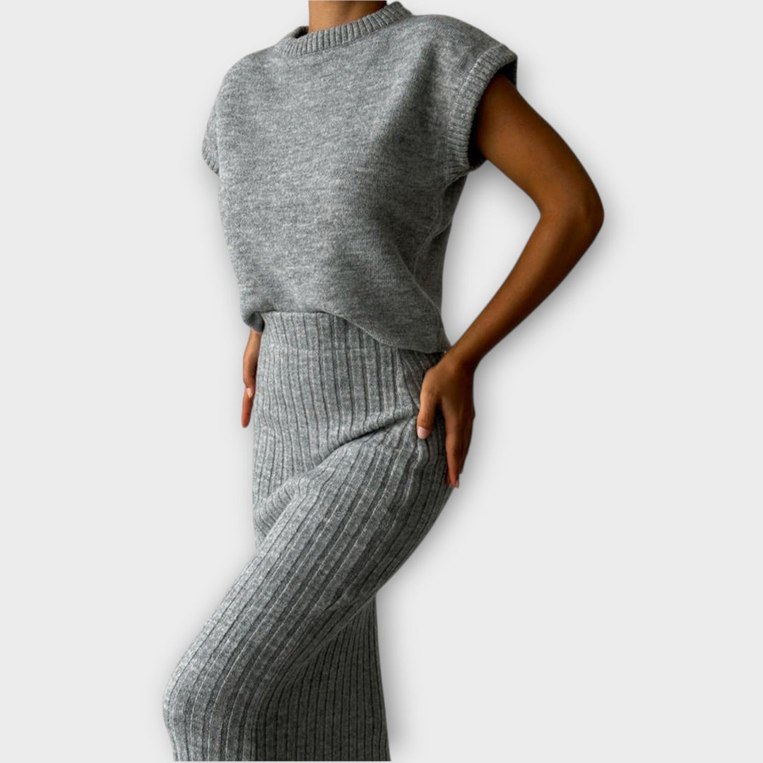 Classic Knit Skirt & Vest Set