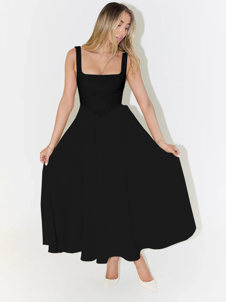 Elegant Midi Dress with Romantic Line