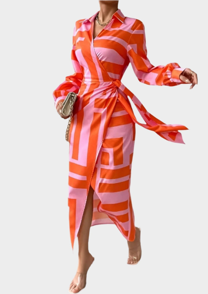 Printed Dress with Adjustable Waist