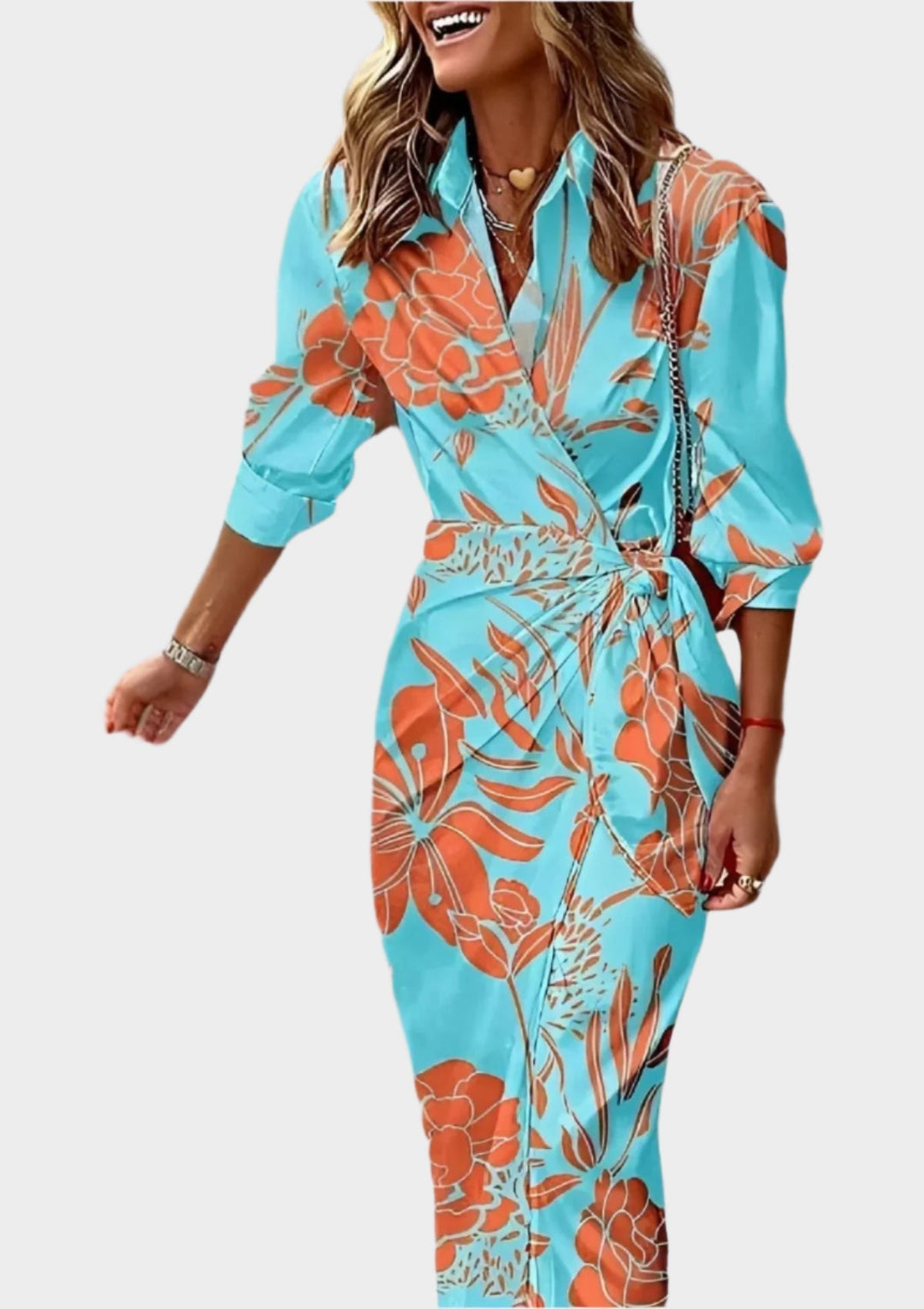 Printed Dress with Adjustable Waist