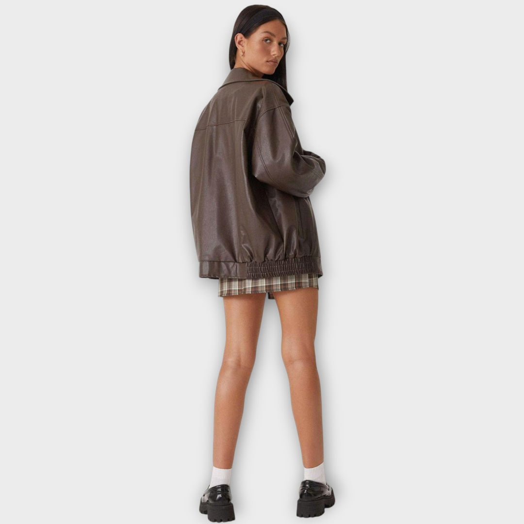 Women’s Oversized PU Jacket - Casual Fit