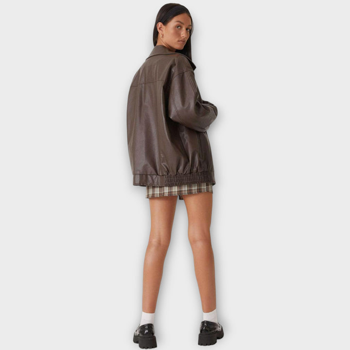 Women’s Oversized PU Jacket - Casual Fit