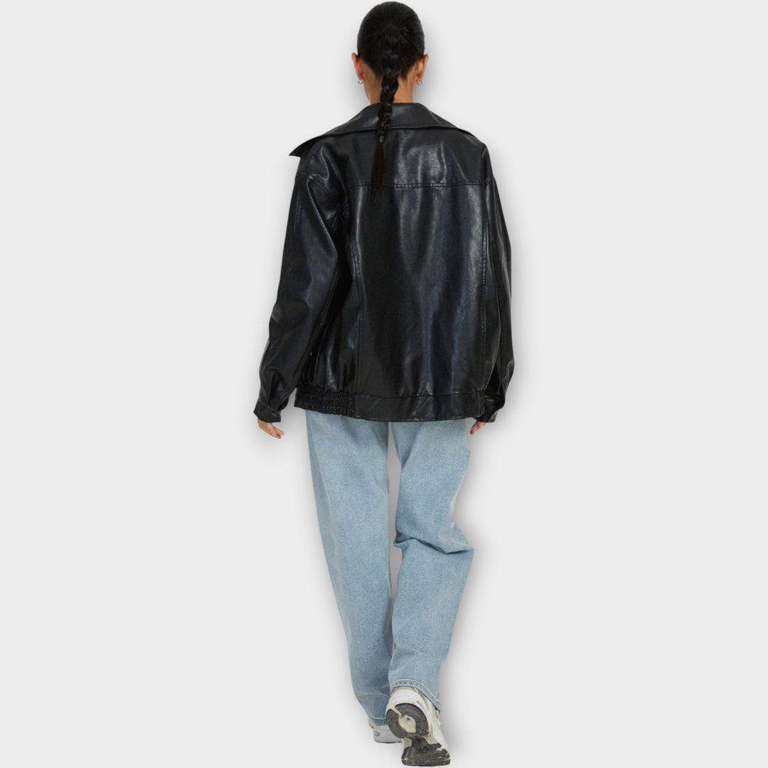 Women’s Oversized PU Jacket - Casual Fit