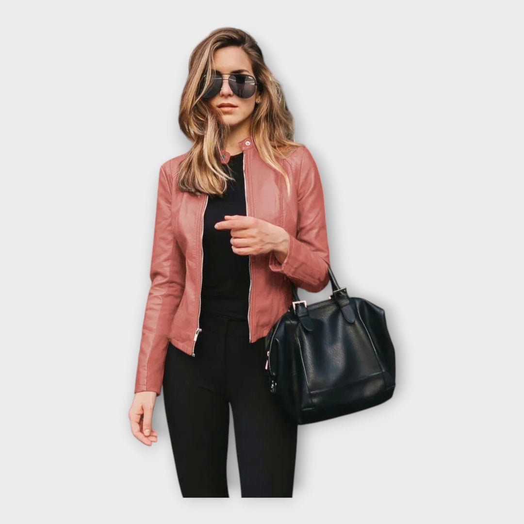 Leather Jacket with Modern Lines