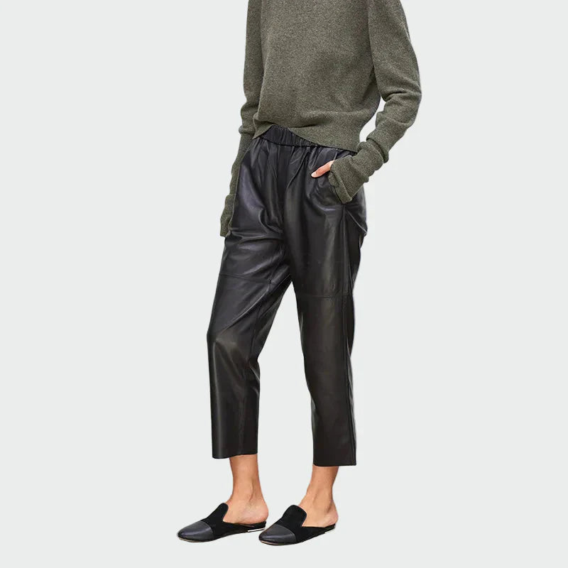 Chic Faux Leather High-Waist Trousers