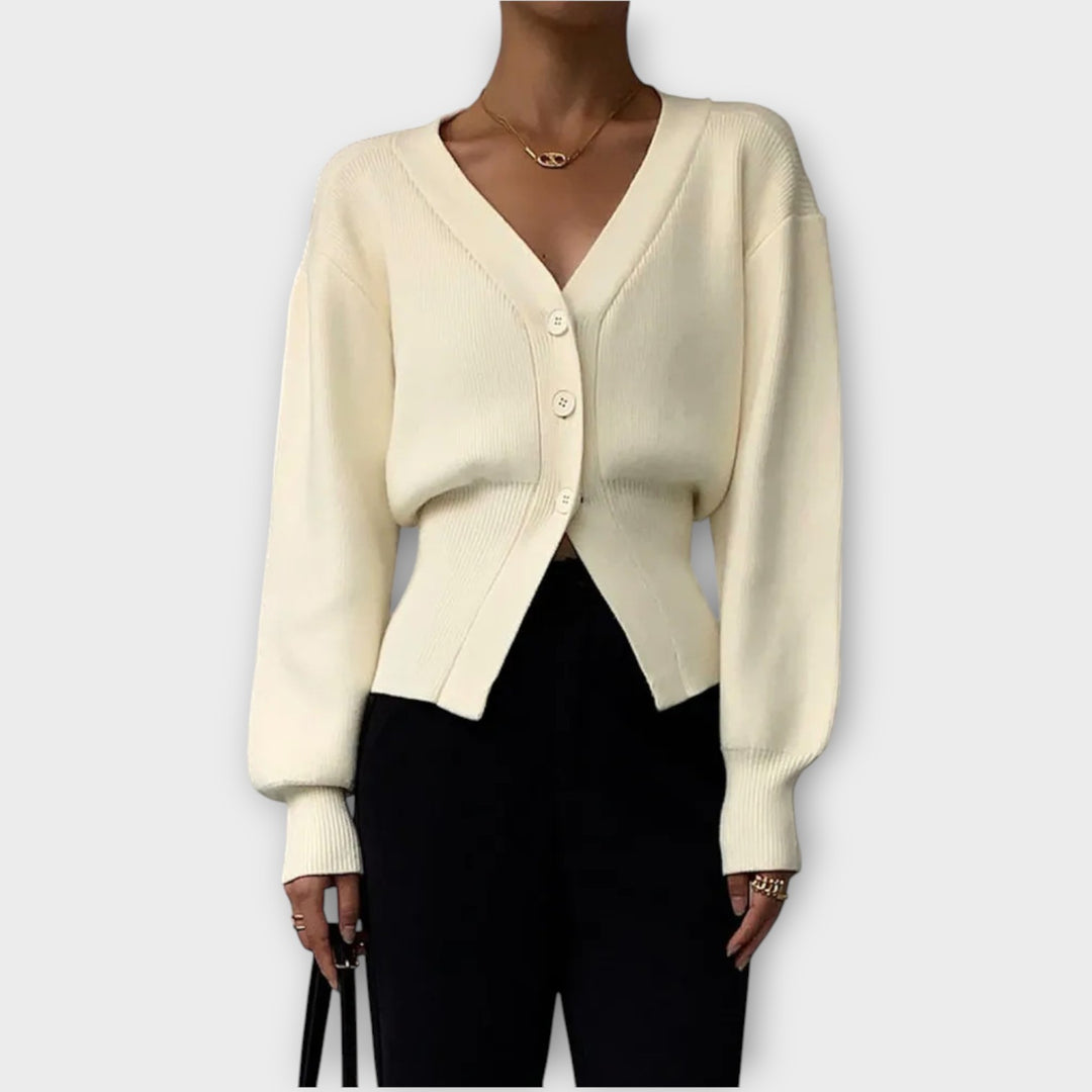 Elegant Rib-Knit Button Cardigan