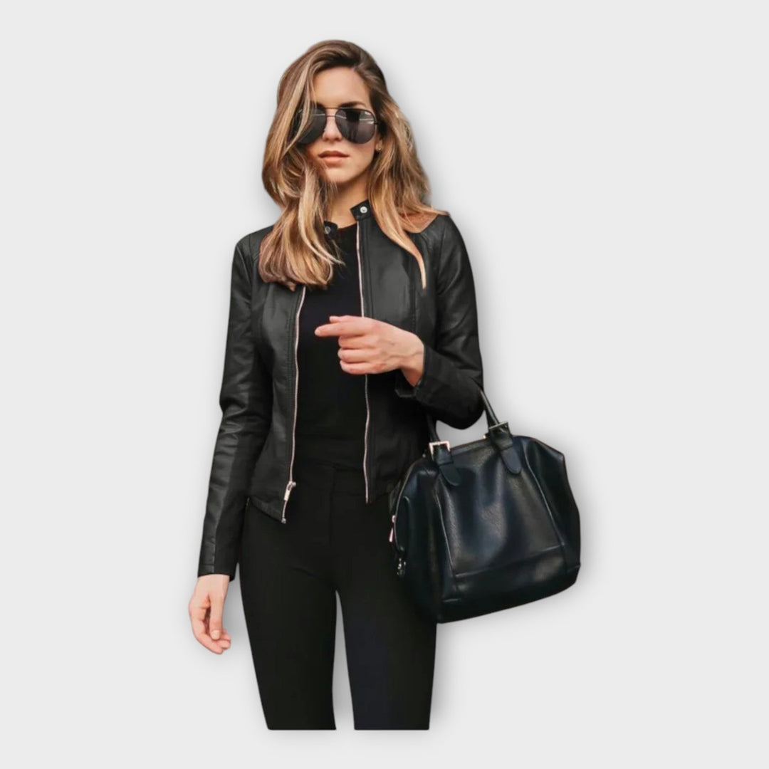 Leather Jacket with Modern Lines