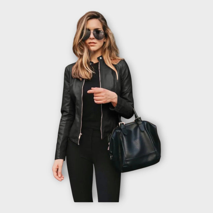 Leather Jacket with Modern Lines