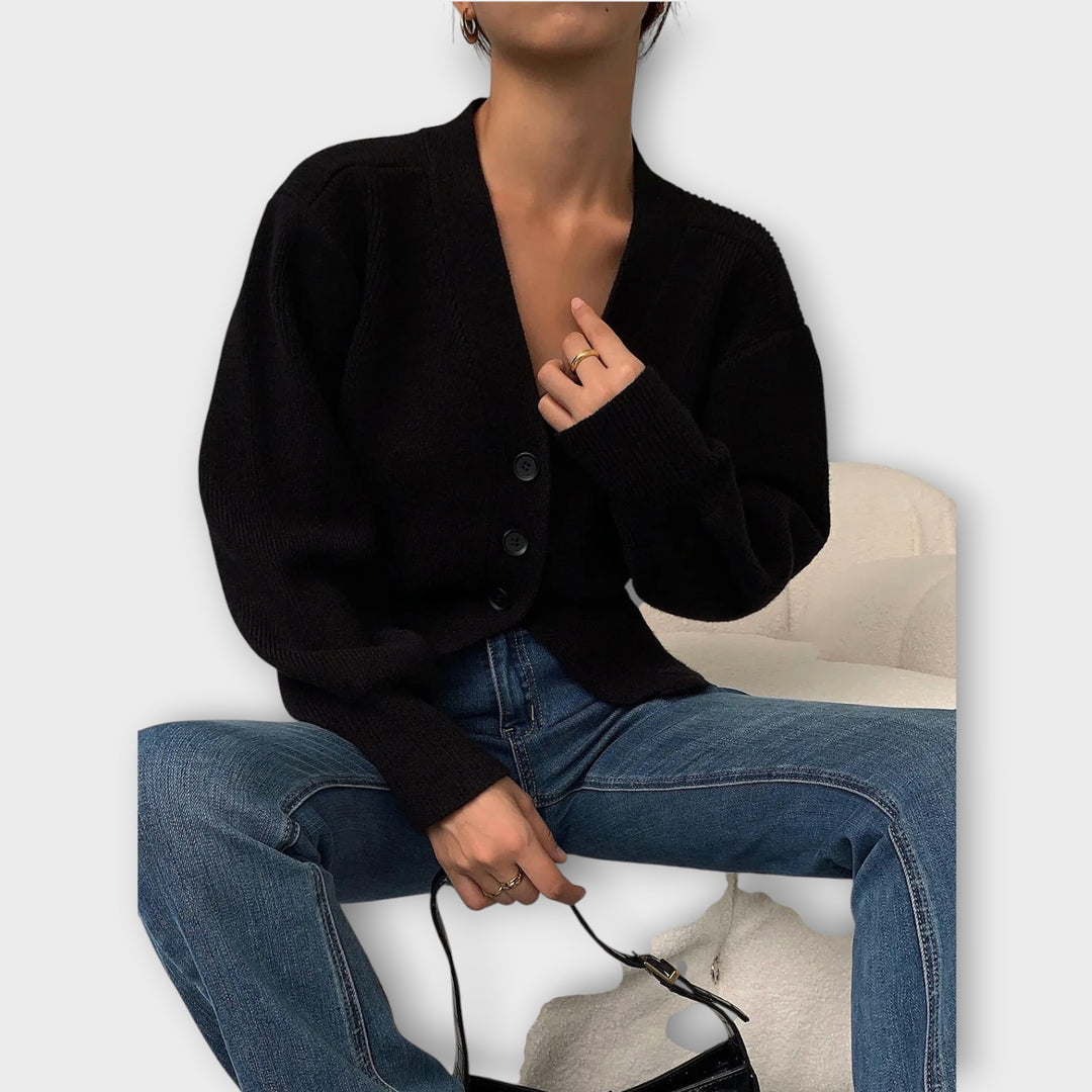 Elegant Rib-Knit Button Cardigan
