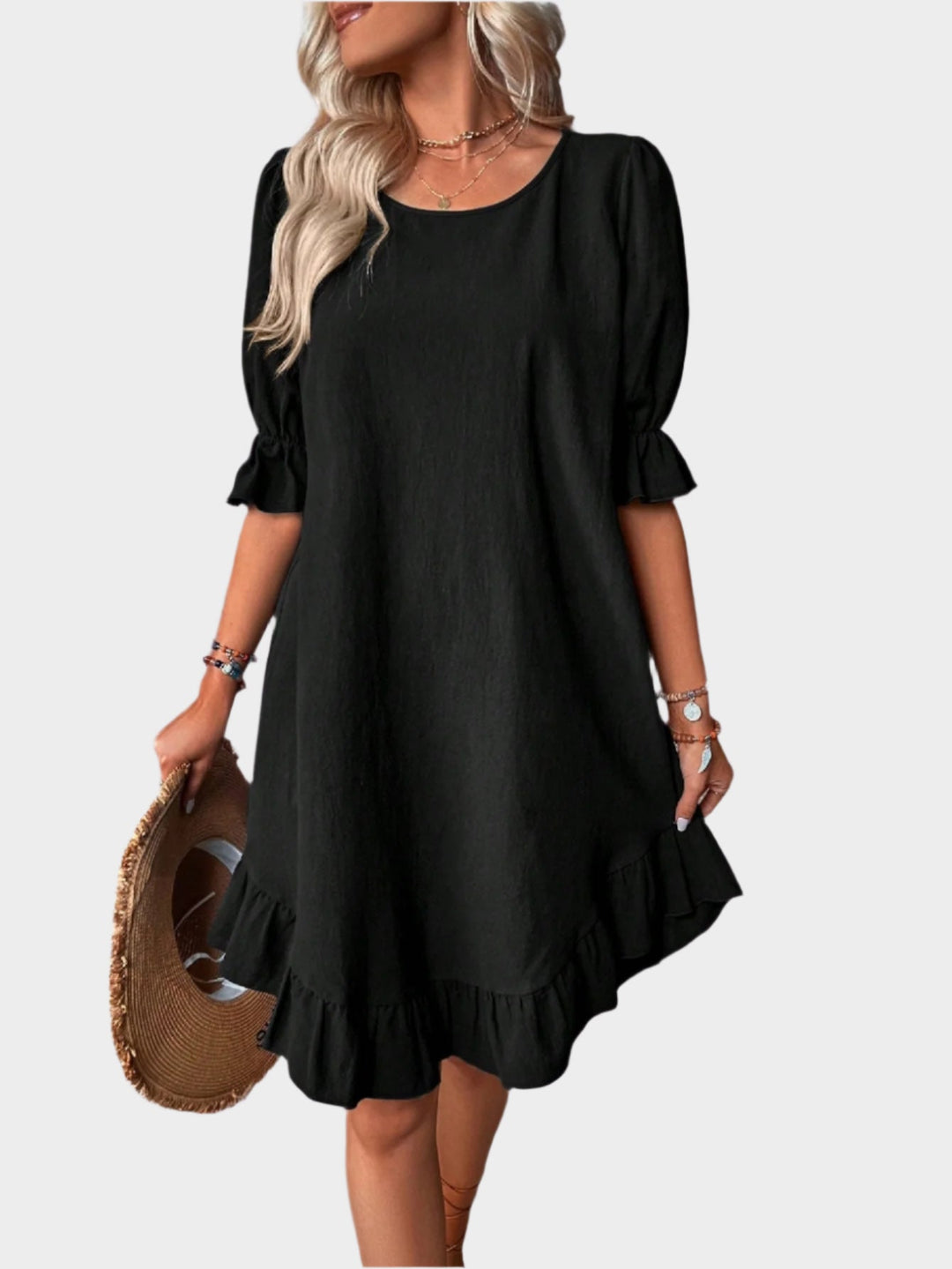 Retro Midi Dress with Comfortable Sleeves