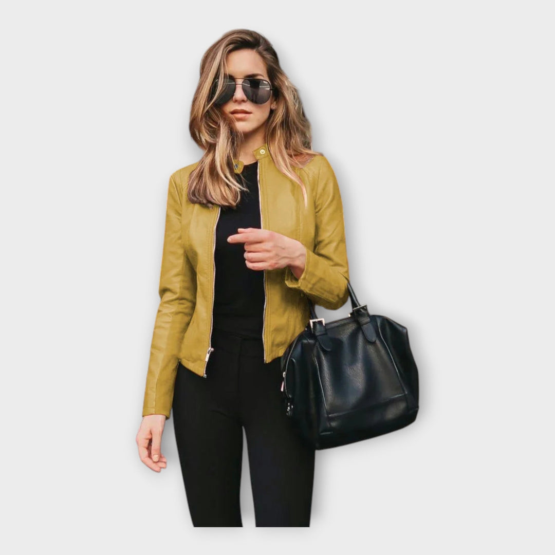 Leather Jacket with Modern Lines