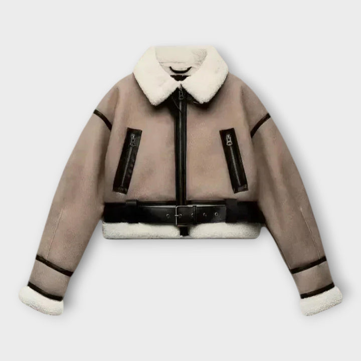 Leather Jacket with Lining and Belt