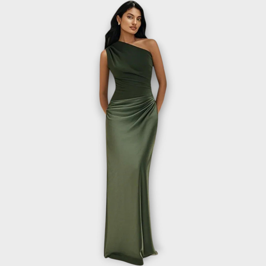 Amber One-Shoulder Satin Maxi Dress