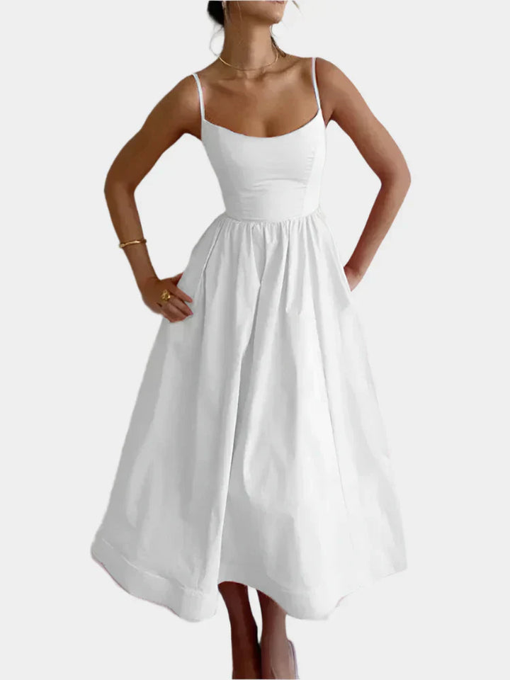 Dress with Wide and Soft Satin Line