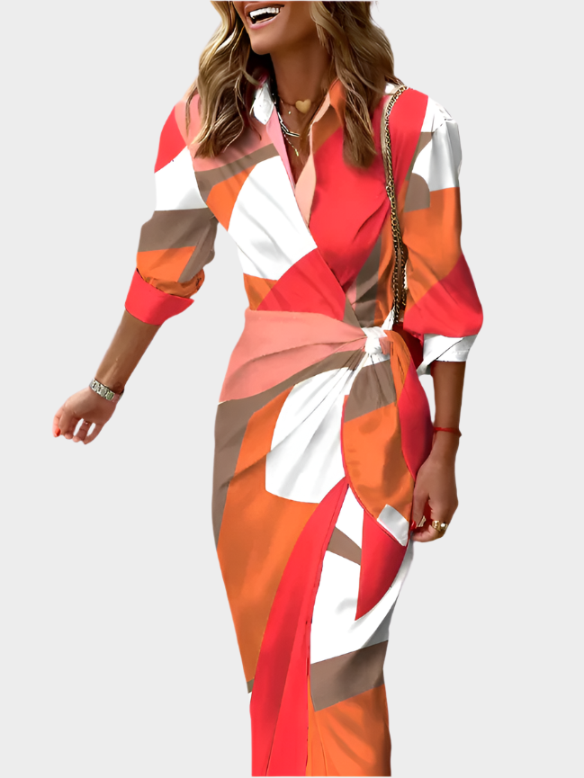 Midi Dress with Striped Design