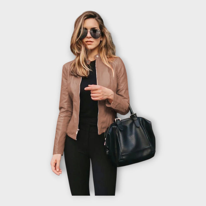 Leather Jacket with Modern Lines