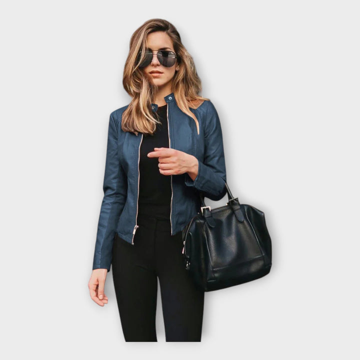 Leather Jacket with Modern Lines