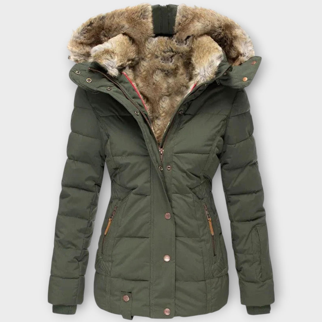 Women’s Puffer Jacket with Faux Fur Hood – Winter Wear