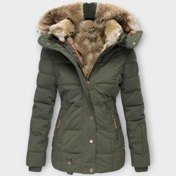 Women’s Puffer Jacket with Faux Fur Hood – Winter Wear