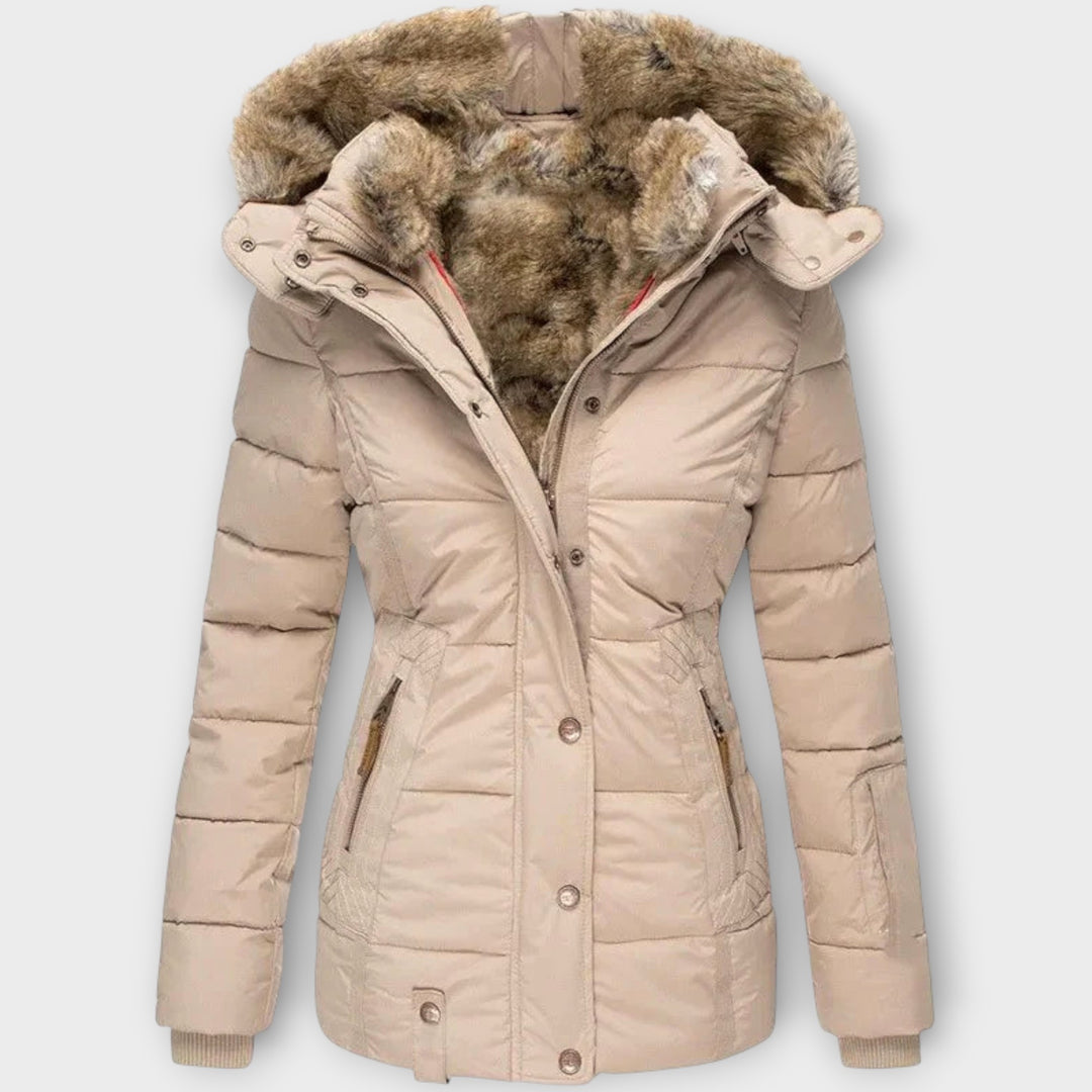 Women’s Puffer Jacket with Faux Fur Hood – Winter Wear