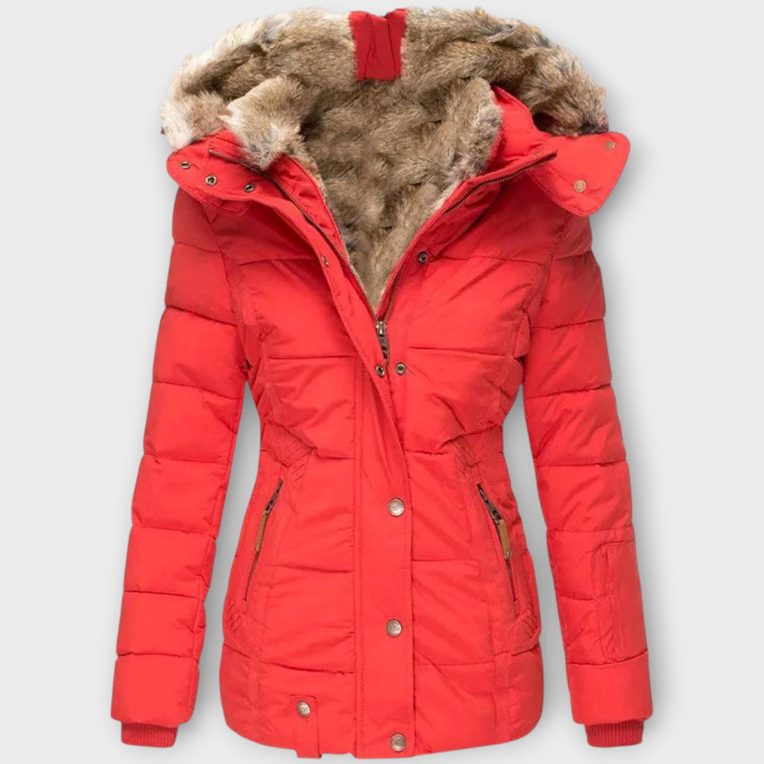 Women’s Puffer Jacket with Faux Fur Hood – Winter Wear