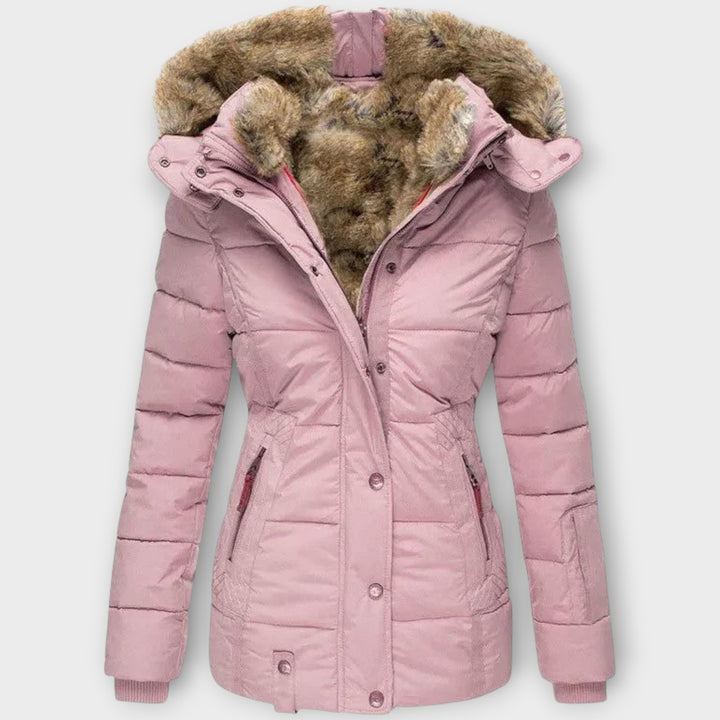 Women’s Puffer Jacket with Faux Fur Hood – Winter Wear