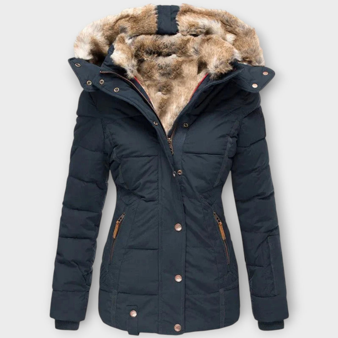 Women’s Puffer Jacket with Faux Fur Hood – Winter Wear