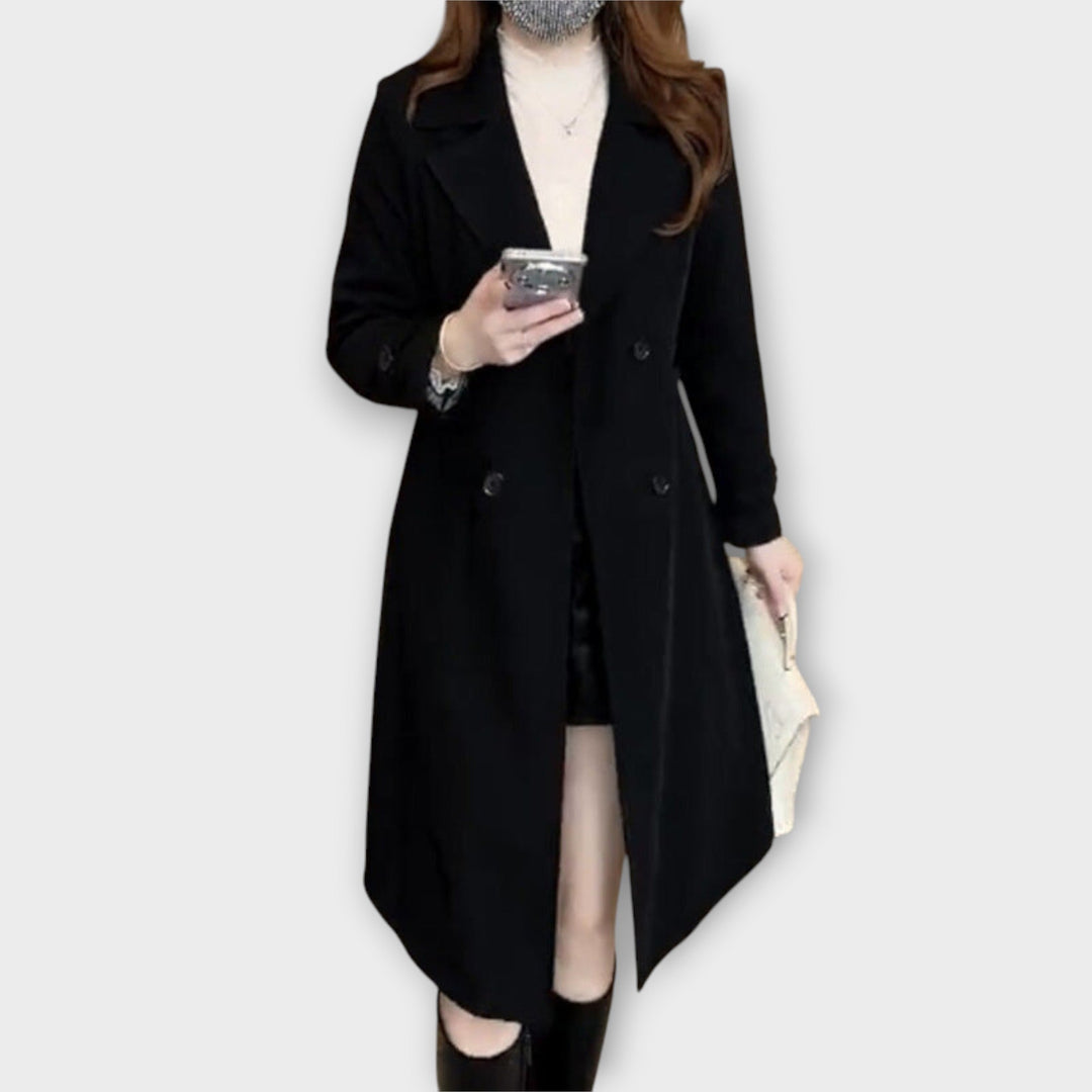 Classic Double-Breasted Trench Coat with Tailored Elegance