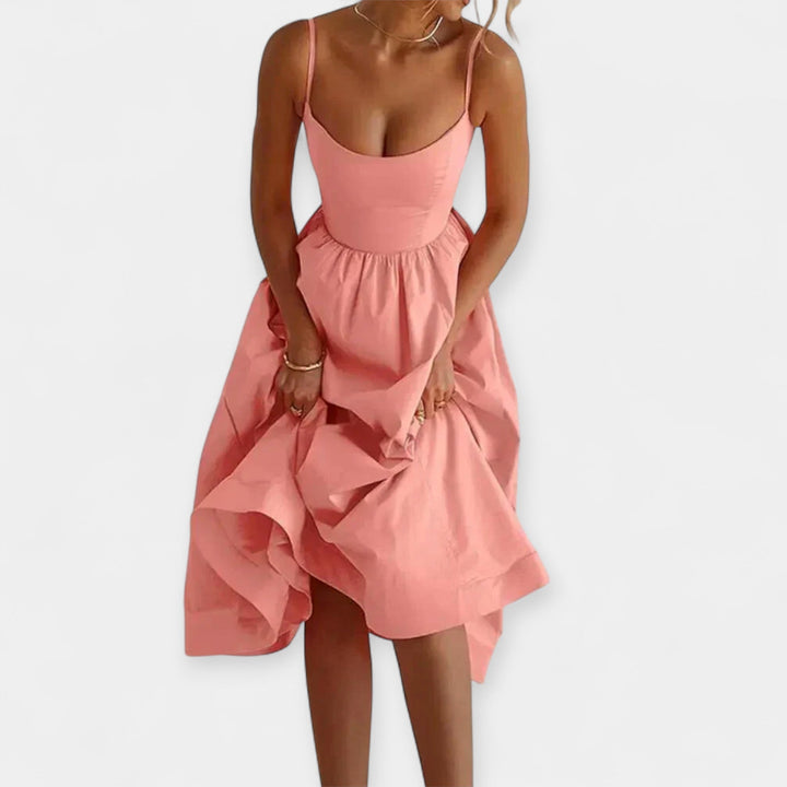 Mini Dress with Round Neckline and Straps