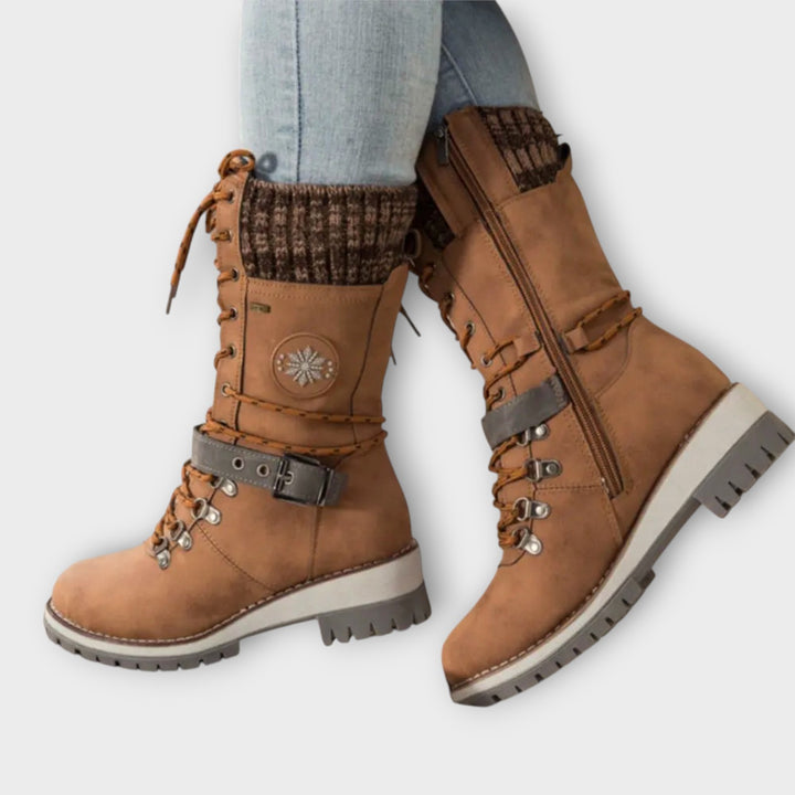 Women’s Lace-Up Winter Boots with Knit Trim