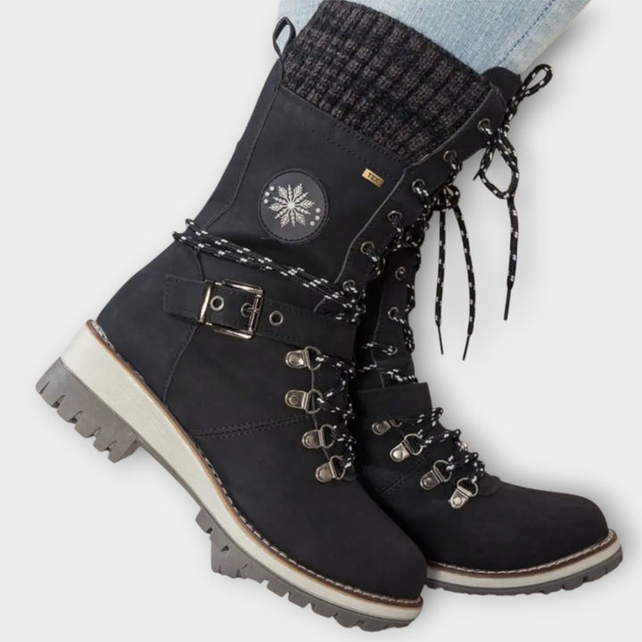Women’s Lace-Up Winter Boots with Knit Trim
