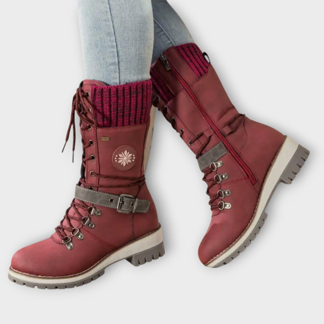 Women’s Lace-Up Winter Boots with Knit Trim
