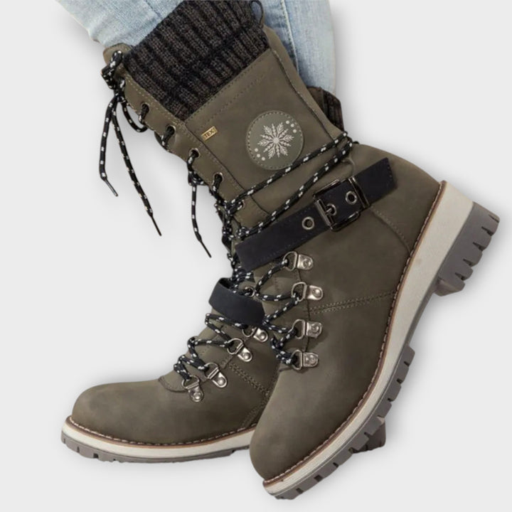 Women’s Lace-Up Winter Boots with Knit Trim