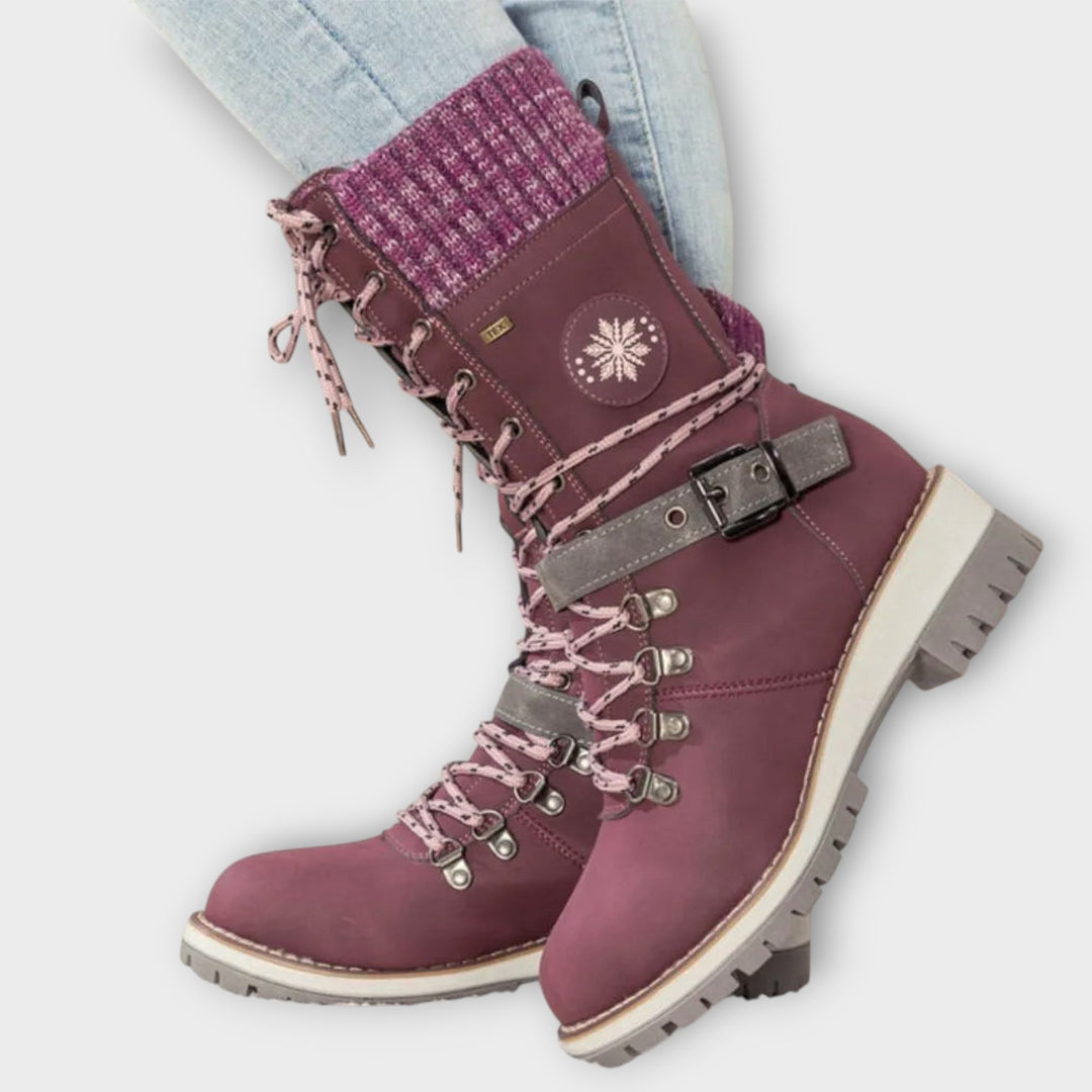 Women’s Lace-Up Winter Boots with Knit Trim